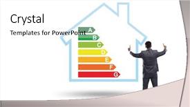  Presentation with energy efficiency - Slides consisting of recycle certificate - businessman in energy efficiency concept background and a  colored foreground