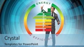  Presentation with energy efficiency - Beautiful presentation featuring recycle certificate - businessman in energy efficiency concept backdrop and a light blue colored foreground
