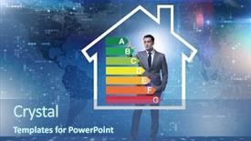  Presentation with energy efficiency - Cool new presentation with recycle certificate - businessman in energy efficiency concept backdrop and a ocean colored foreground