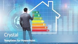  Presentation with energy efficiency - Theme with recycle certificate - businessman in energy efficiency concept background and a teal colored foreground