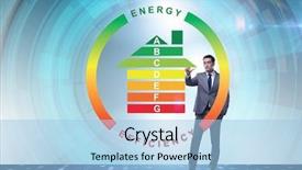  Presentation with energy efficiency - Cool new presentation with recycle certificate - businessman in energy efficiency concept backdrop and a light blue colored foreground