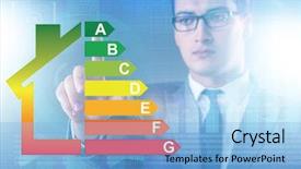  Presentation with energy efficiency - PPT theme having recycle certificate - businessman in energy efficiency concept background and a light blue colored foreground