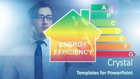  Presentation with energy efficiency - Presentation design having recycle certificate - businessman in energy efficiency concept background and a ocean colored foreground