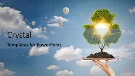  Presentation with recycle - Beautiful presentation theme featuring recycle concept on tray backdrop and a teal colored foreground