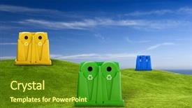  Presentation with recycle plastic - Presentation design having recycle containers for glass metal background and a tawny brown colored foreground