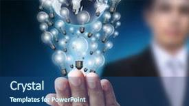  Presentation with bulb - Audience pleasing slide deck consisting of recycle energy - light bulb with a globe backdrop and a ocean colored foreground