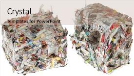  Presentation with recycle - PPT theme enhanced with recycle energy - paper briquettes isolated on white background and a  colored foreground