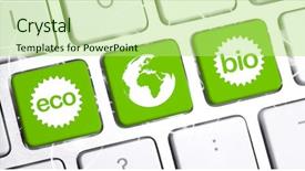  Presentation with eco - Colorful slides enhanced with recycle energy - white keyboard with an eco backdrop and a yellow colored foreground