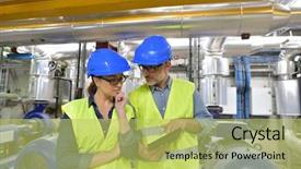  Presentation with petroleum engineering lpg gas industrial - Colorful presentation design enhanced with recycle factory - industrial engineers working in recycling backdrop and a yellow colored foreground