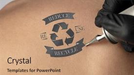  Presentation with recycle glass waste for recycling - Beautiful PPT theme featuring recycle for a better environment backdrop and a coral colored foreground