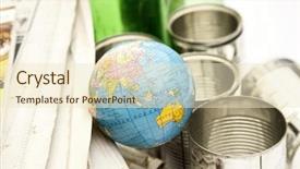  Presentation with recyclable - Cool new presentation theme with recycle glass - globe on the recyclable item backdrop and a lemonade colored foreground