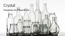  Presentation with recycle - Slide deck featuring recycle glass - group of bottles isolated background and a white colored foreground