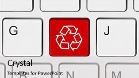  Presentation with recycle glass waste for recycling - PPT layouts with recycle icon button - computer keyboard with recycling symbol background and a light gray colored foreground