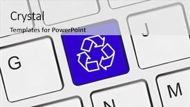  Presentation with keyboard - Amazing PPT theme having recycle icon button - computer keyboard with recycling symbol backdrop and a light gray colored foreground