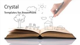  Presentation with family cartoons - Presentation theme consisting of recycle kids cartoons - hand draw in open book background and a white colored foreground