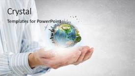  Presentation with recycle - Amazing presentation design having recycle symbol - future of our planet backdrop and a light gray colored foreground