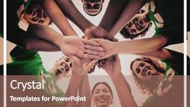  Presentation with recycle - Audience pleasing slide deck consisting of recycle symbol - smiling group of activists piling backdrop and a coral colored foreground