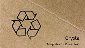  Presentation with recycle glass waste for recycling - Cool new PPT theme with recycle symbol on cardboard texture backdrop and a coral colored foreground