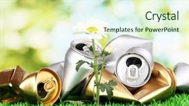  Presentation with waste conservation - Amazing presentation theme having recycle waste - garbage with growing flower environmental backdrop and a soft green colored foreground