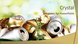  Presentation with waste conservation - Colorful presentation enhanced with recycle waste - garbage with growing flower environmental backdrop and a soft green colored foreground