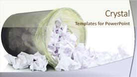  Presentation with bin - PPT theme consisting of recycle waste - metal trash bin from paper background and a soft green colored foreground
