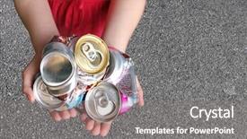  Presentation with waste - Presentation having recycle waste - recycling aluminum cans background and a gray colored foreground