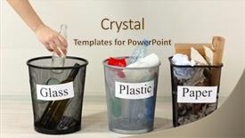  Presentation with recycle - Cool new presentation design with recycle waste - three buckets of assorted debris backdrop and a lemonade colored foreground