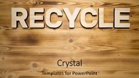  Presentation with wooden building blocks - Slide set consisting of recycle word made with building background and a gold colored foreground