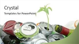  Presentation with water conservation protect nature concept - PPT layouts consisting of recycled bottles - environmental conservation concept garbage background and a white colored foreground