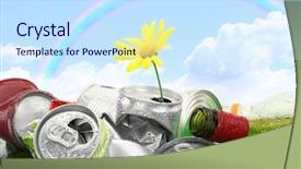  Presentation with daisy - Slide set with recycled bottles - garbage with growing daisy background and a sky blue colored foreground