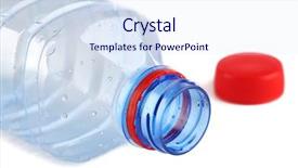  Presentation with plastic bottle - Presentation theme consisting of recycled bottles - plastic bottle isolated on white background and a sky blue colored foreground