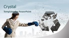  Presentation with recycle - PPT layouts enhanced with recycled concrete - breaking recycle concept background and a sky blue colored foreground