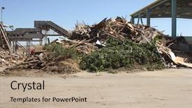  Presentation with recycling - Theme consisting of recycled concrete - piles of yard waste background and a mint green colored foreground