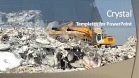  Presentation with old buildings - Presentation theme enhanced with recycled demolition materials - dismantling of concrete structures excavators background and a seafoam green colored foreground