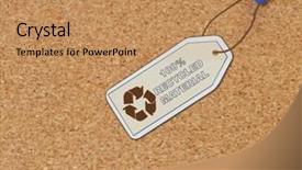  Presentation with corkboard - Presentation theme featuring recycled material tag attached to corkboard with thumb tack background and a coral colored foreground