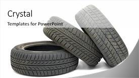  Presentation with winter - Slide deck consisting of recycled tires - set of new winter tyres background and a white colored foreground