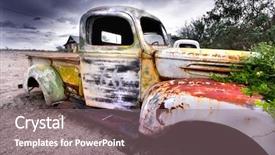  Presentation with wide - Cool new slides with recycled tires - wide angle shot of old backdrop and a gray colored foreground