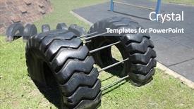  Presentation with tires - Presentation theme enhanced with recycled truck tires background and a  colored foreground
