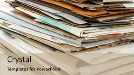  Presentation with recycling paper - Theme enhanced with big stack of papers close background and a coral colored foreground