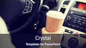  Presentation with transportation - Colorful presentation theme enhanced with highway recycling - transportation and vehicle concept backdrop and a navy blue colored foreground