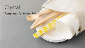  Presentation with paper cups - Slides having recycling-and-eco-friendly-concept background and a lemonade colored foreground