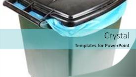  Presentation with recycling - Presentation featuring recycling bin isolated on white background and a light blue colored foreground