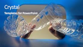  Presentation with plastic recycling - Slide set featuring hand is adding plastic bottles background and a teal colored foreground