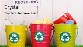  Presentation with recycling - Slide deck featuring recycling bins on green grass background and a sky blue colored foreground