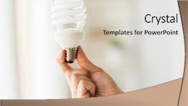  Presentation with hand saving - PPT theme featuring recycling electricity environment and ecology background and a lemonade colored foreground