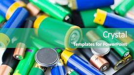  Presentation with battery recycling - Audience pleasing slide set consisting of recycling energy power environment backdrop and a teal colored foreground
