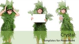  Presentation with recycling - Audience pleasing presentation theme consisting of recycling furniture - funny girl backdrop and a yellow colored foreground