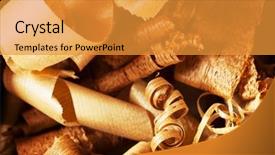  Presentation with wood - Presentation consisting of recycling furniture - wood shavings in variety background and a gold colored foreground