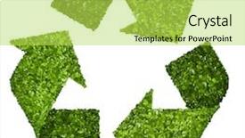  Presentation with grass texture on green - Colorful PPT theme enhanced with recycling logo symbol backdrop and a yellow colored foreground