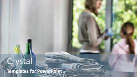  Presentation with recycling - PPT layouts enhanced with recycling-material-on-kitchen-table background and a seafoam green colored foreground